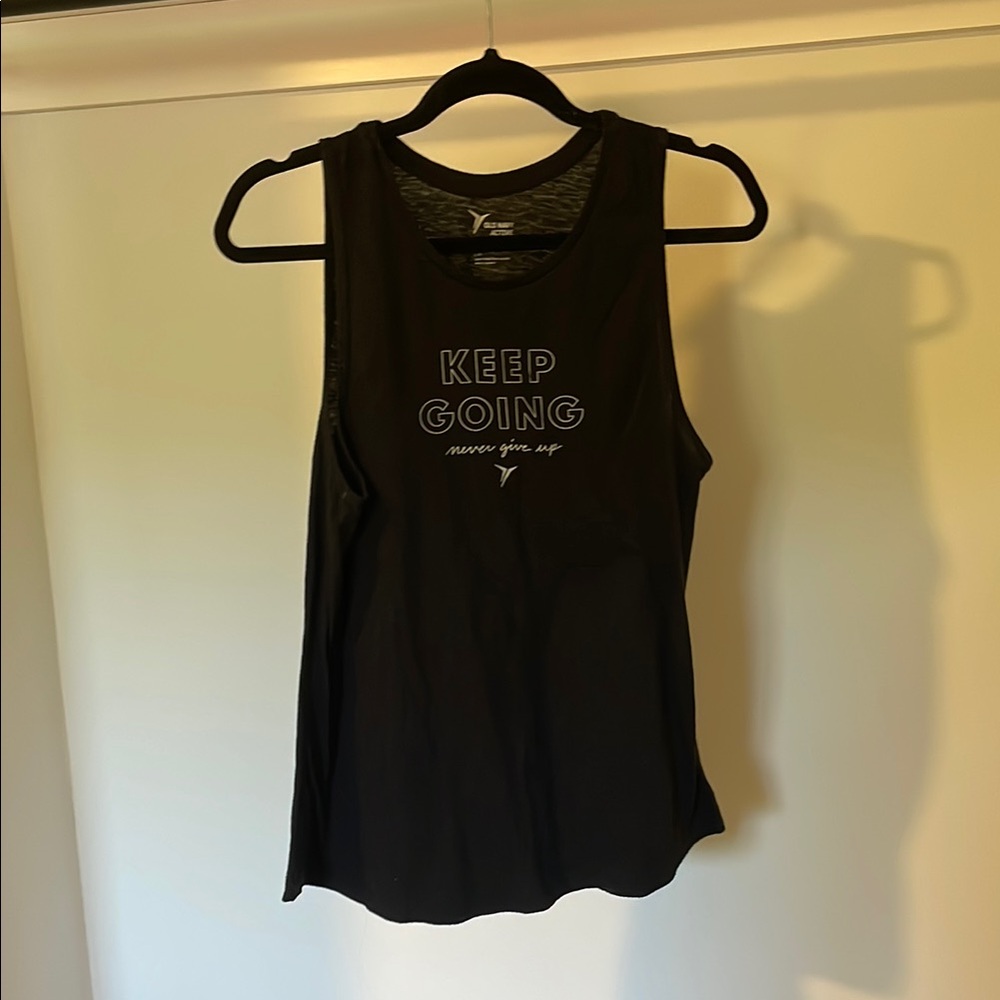 Old Navy Black Sleeveless Tee with Inspiring Text